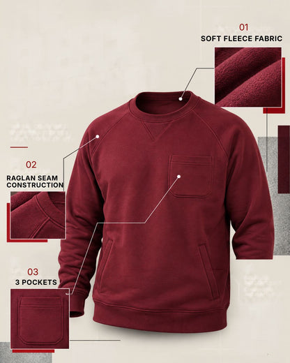 Men's 3-Pocket Fleece Sweatshirt with Raglan Seams